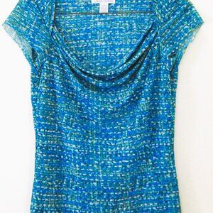 CASUAL CORNER-Women's 2 pc. Skirt & Top~Size S- Turquoise-Long-Elastic Waist